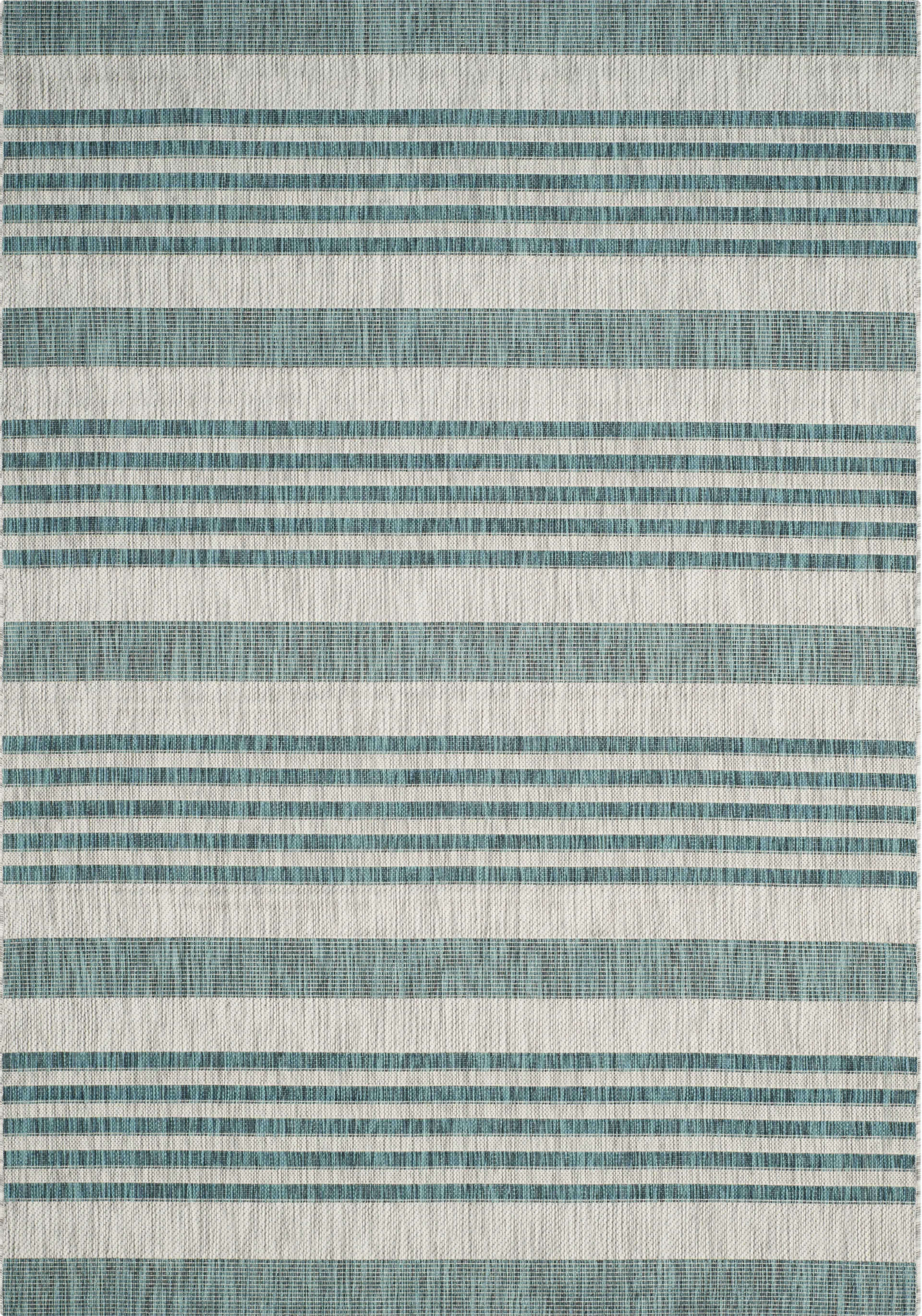 Fresh Stripes Teal 5'3 x 7'7 Indoor Outdoor Rug - Image 1