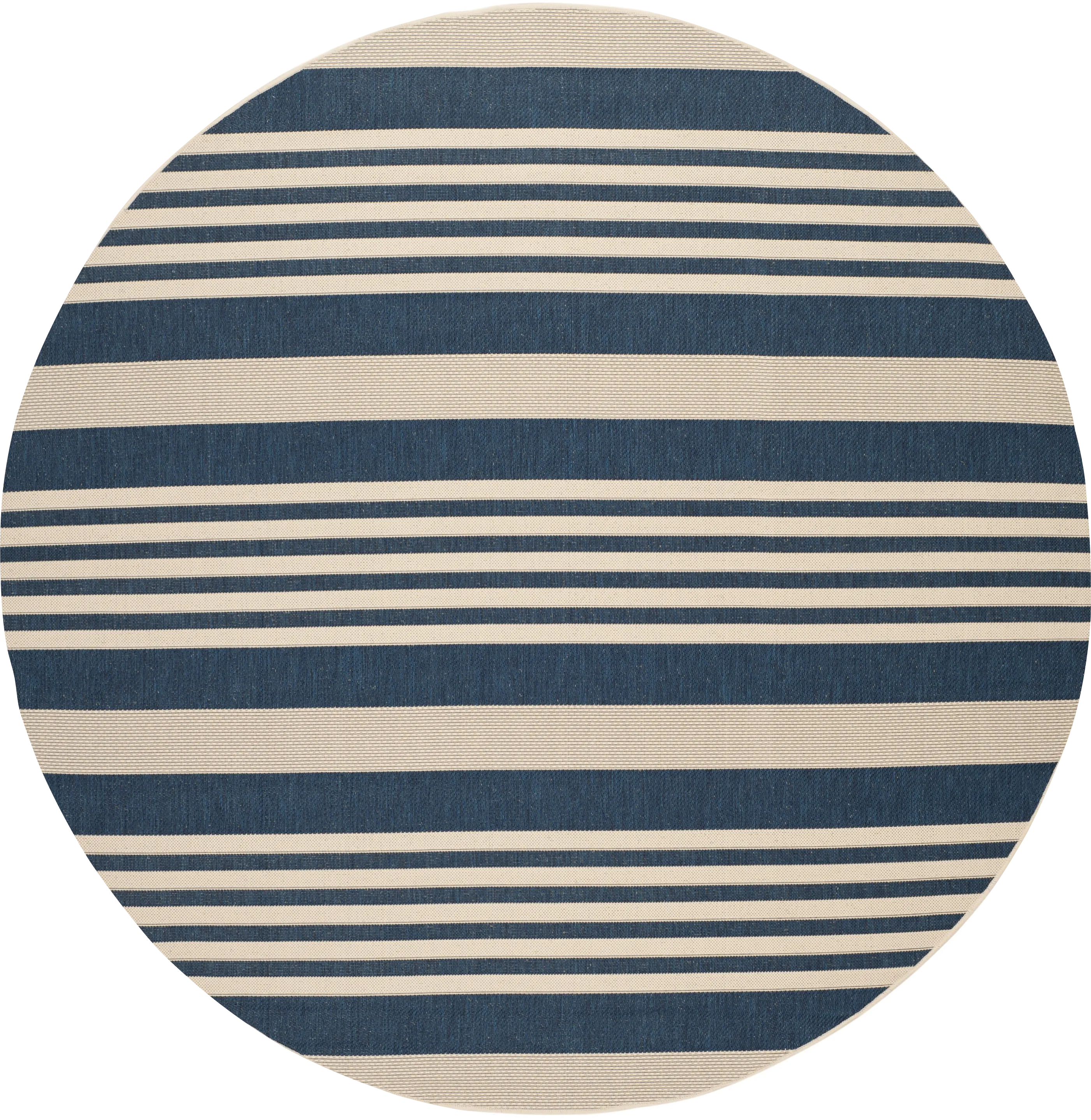 Fresh Stripes Navy 8' Round Indoor/Outdoor Rug - Thumbnail - Image 1