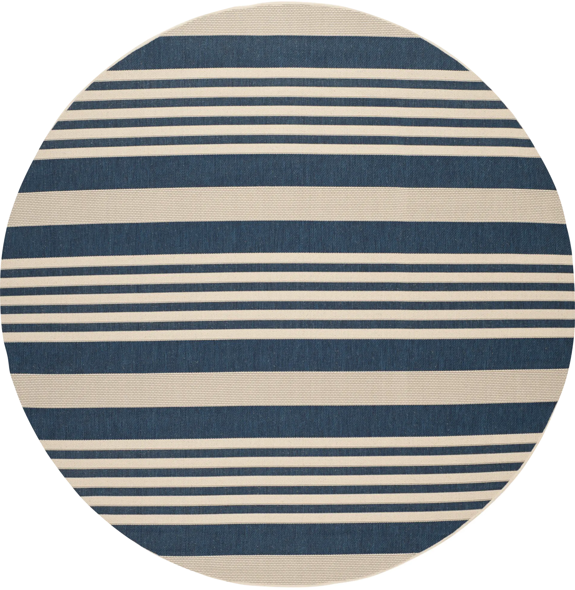 Fresh Stripes Navy 8' Round Indoor/Outdoor Rug