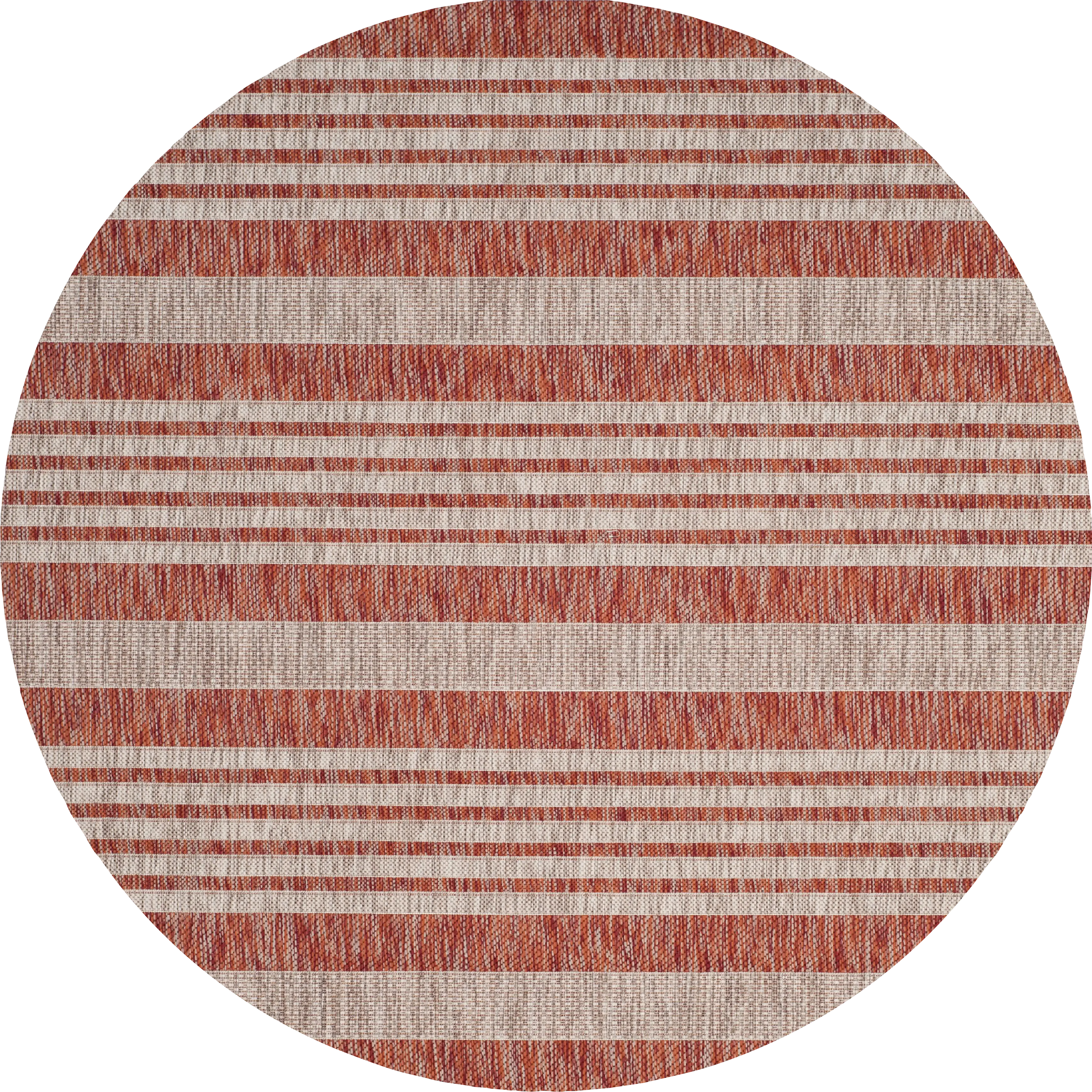 Fresh Stripes Brick 8' Round Indoor/Outdoor Rug - Thumbnail - Image 1