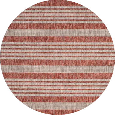 Fresh Stripes Brick 8' Round Indoor/Outdoor Rug