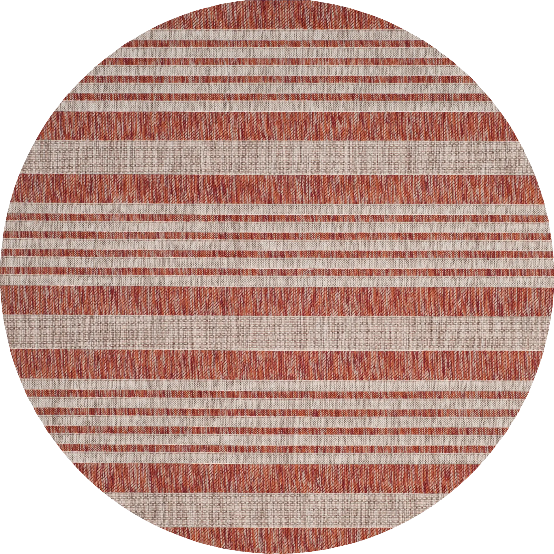 Fresh Stripes Brick 8' Round Indoor/Outdoor Rug