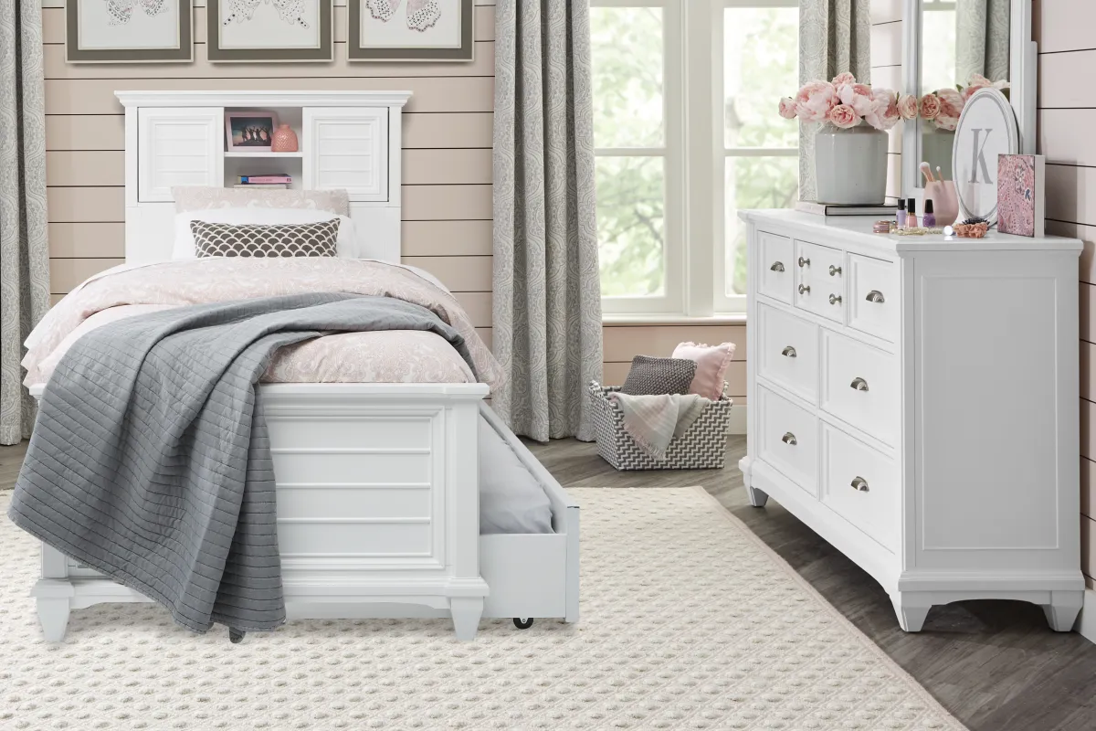 Kids Hilton Head White Twin Bookcase Bed