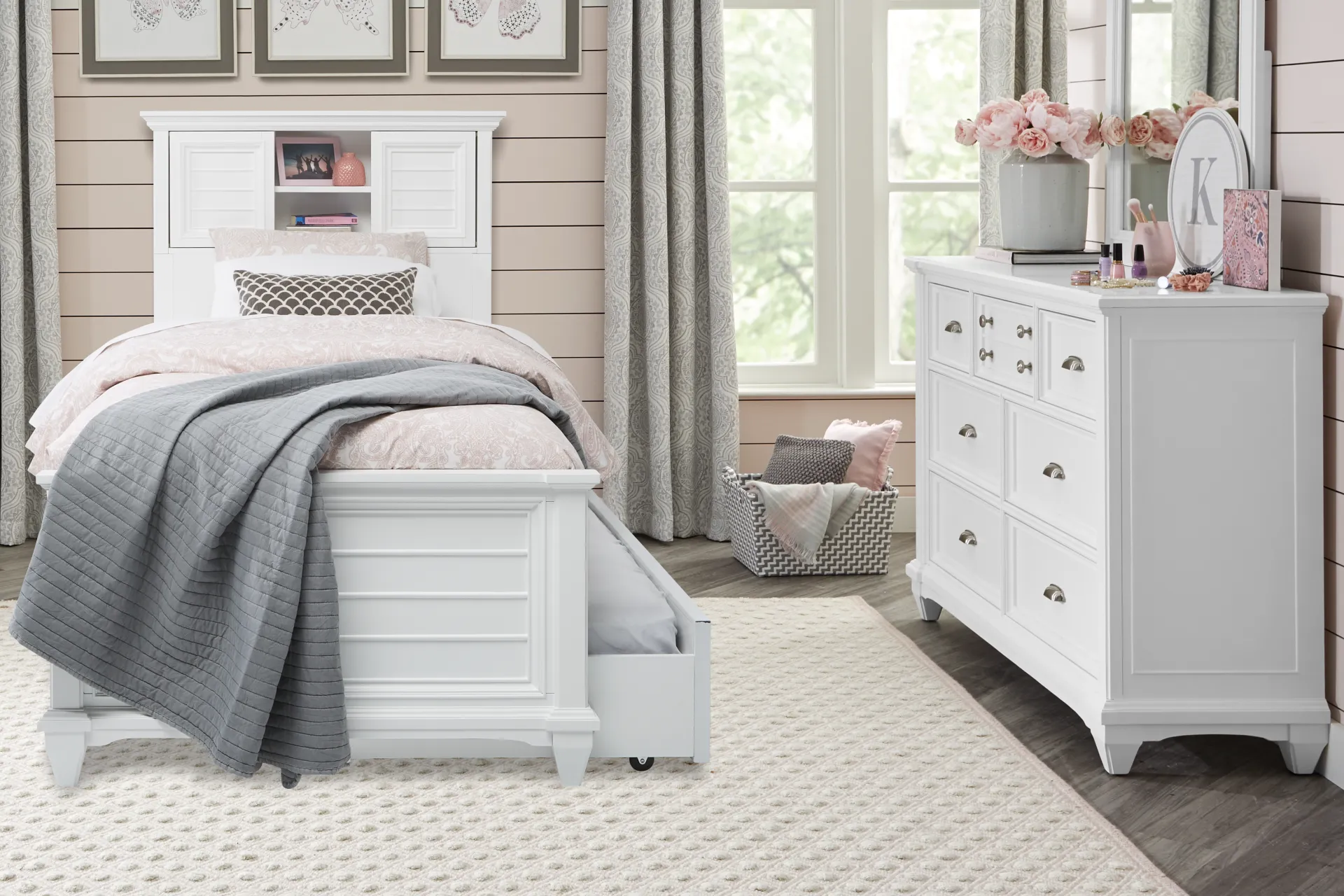 Kids Hilton Head White 3 Pc Twin Bookcase Bed - Image 1