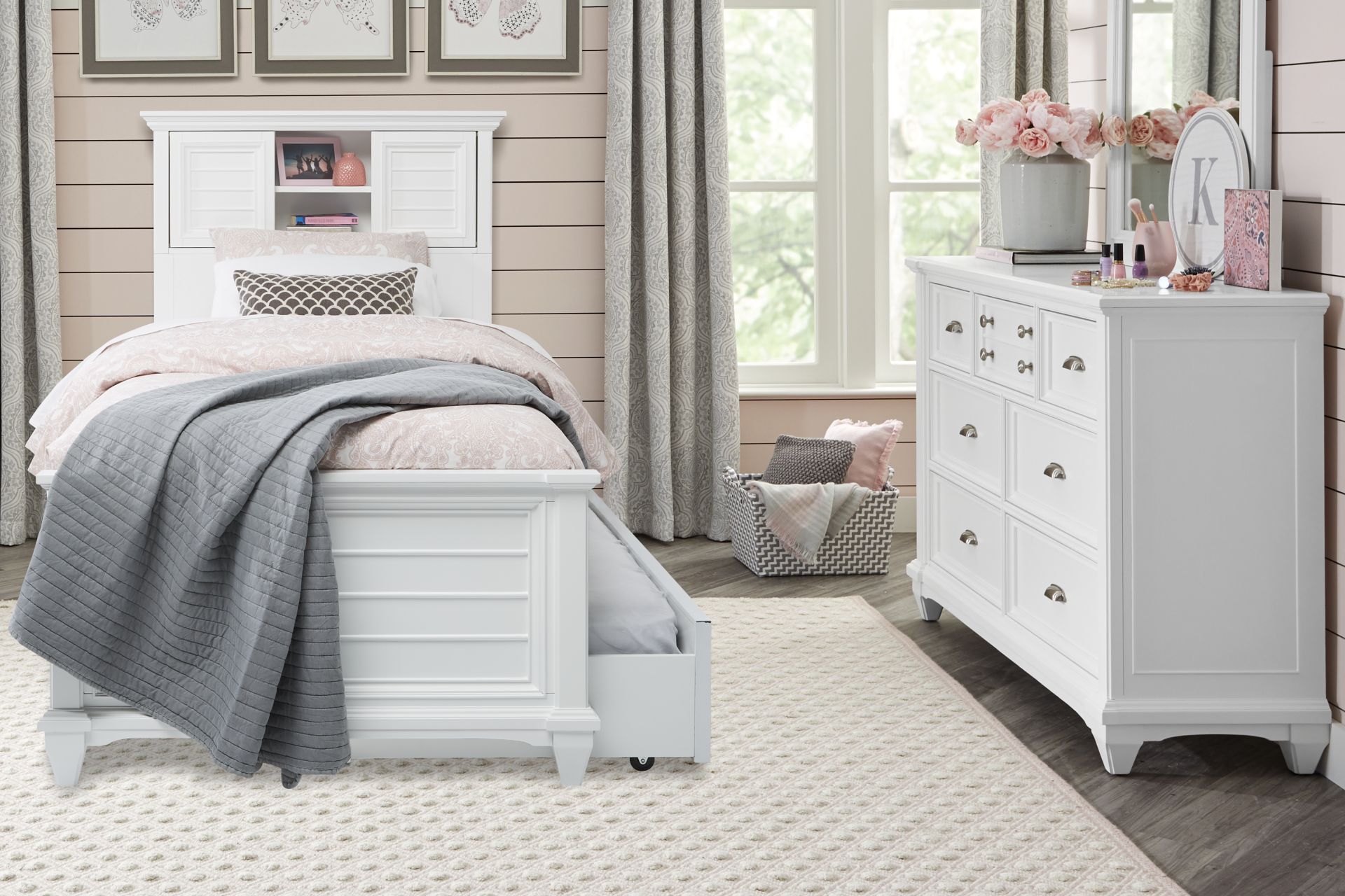 Kids Hilton Head White 5 Pc Twin Bookcase Bedroom - Image 1