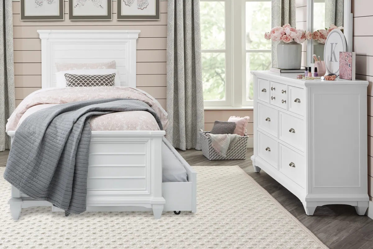 Kids Hilton Head White Twin Panel Bed