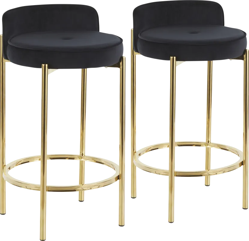 Chardan Black Counter Height Stool, Set of 2