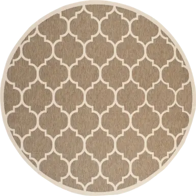 Marilina Camel 8' Round Indoor/Outdoor Rug