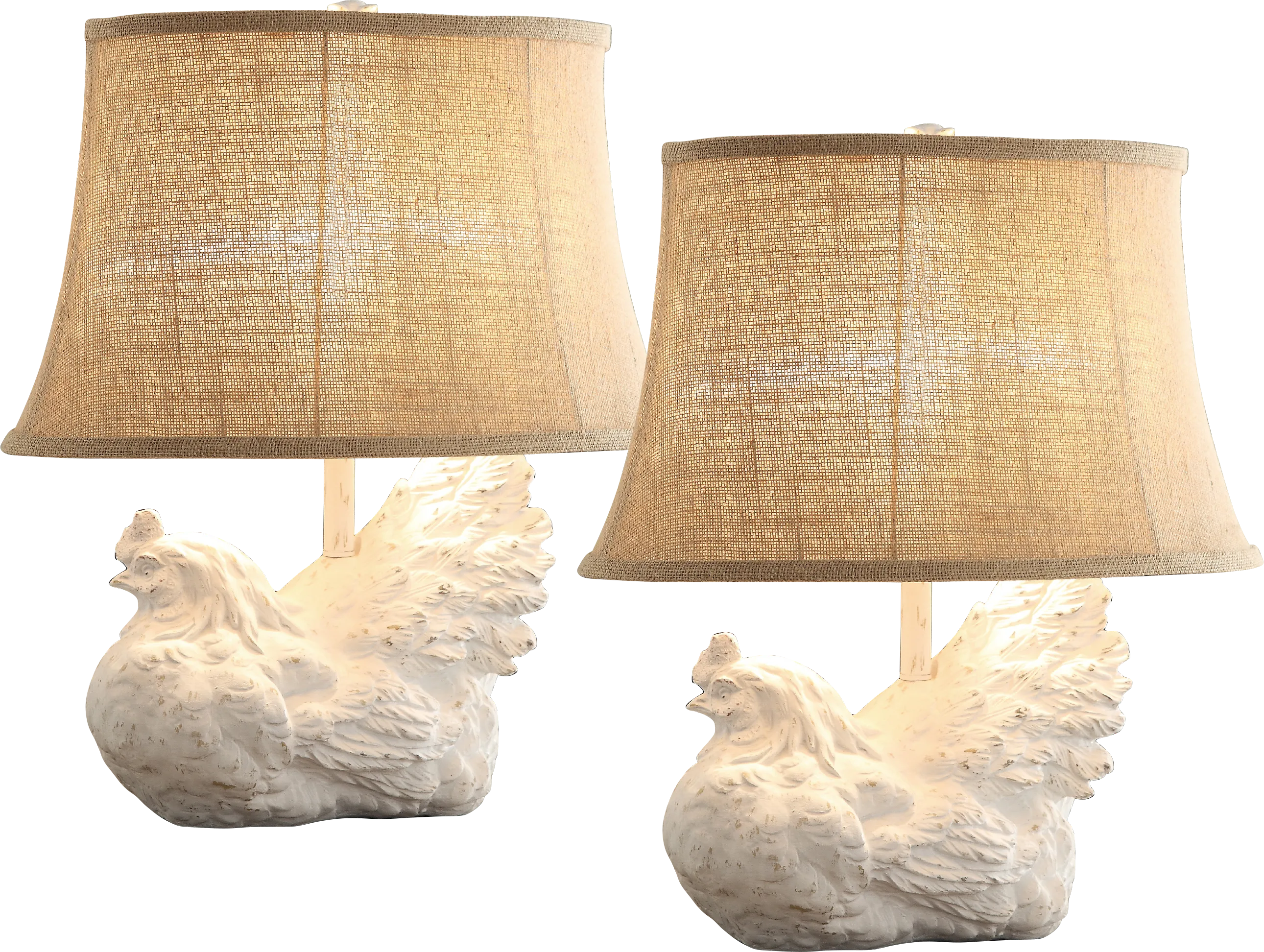 Spring Chicken White Table Lamps, Set of 2