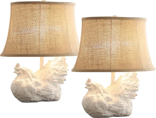 Spring Chicken White Table Lamps, Set of 2