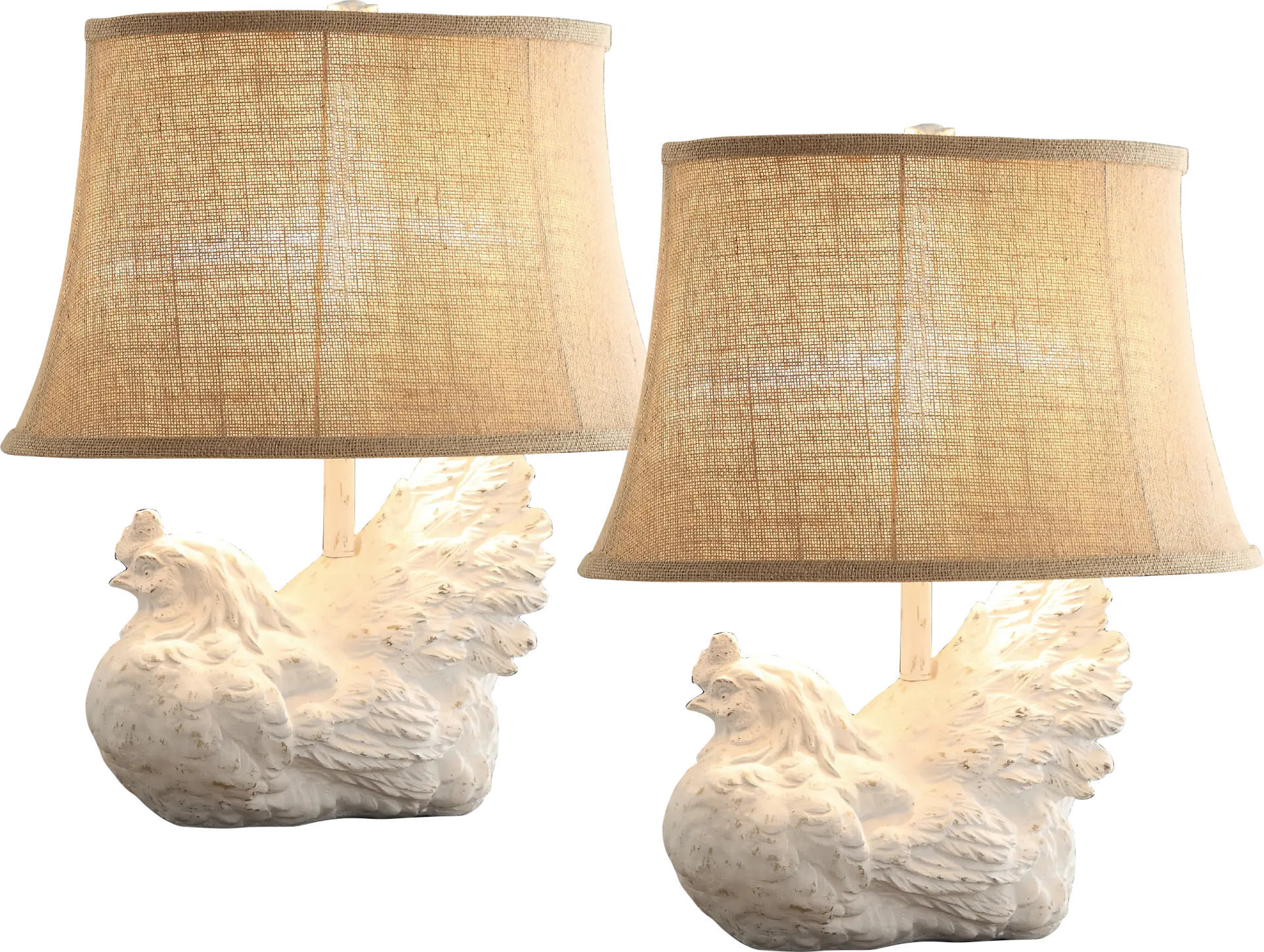 Spring Chicken White Table Lamps, Set of 2