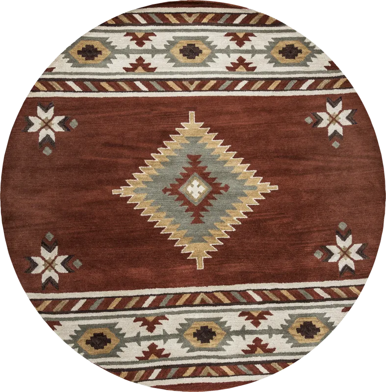 Awena Red 8' Round Rug
