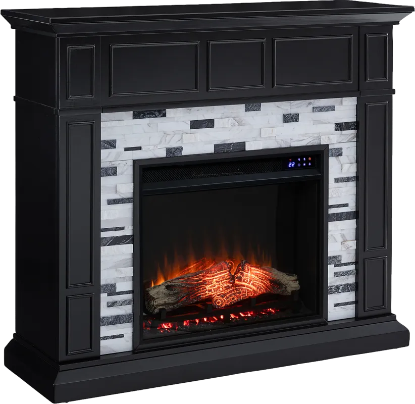 Doliver IV Black 45 in. Console, With Touch Panel Electric Fireplace