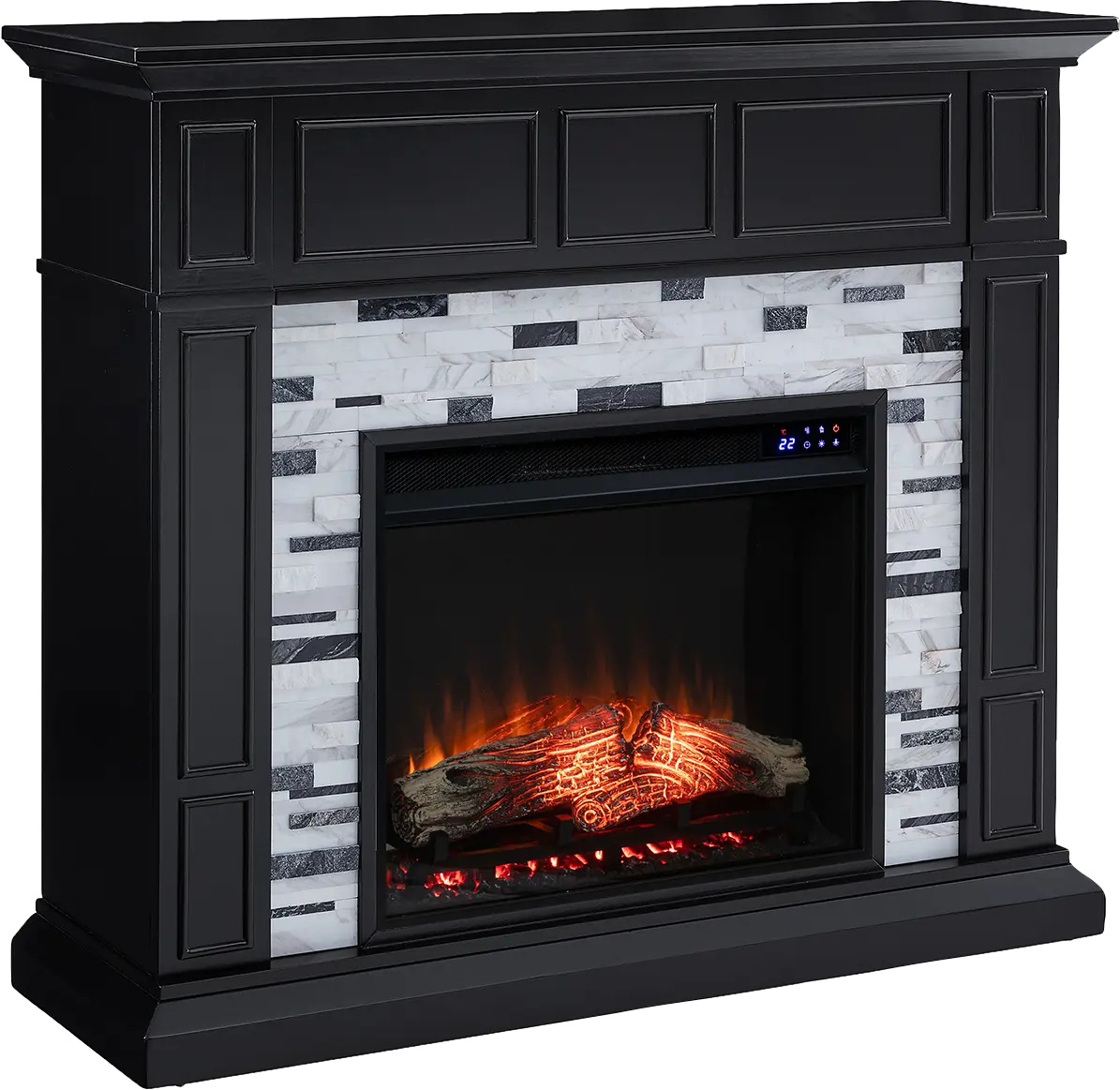 Doliver IV Black 45 in. Console, With Touch Panel Electric Fireplace
