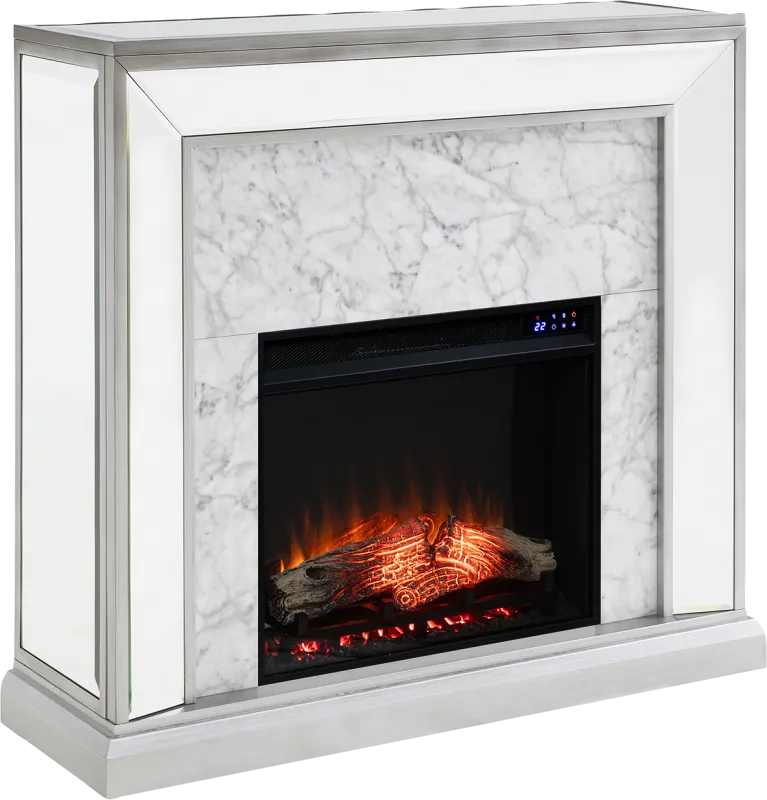 Tarryhollow IV Silver 44 in. Console With Touch Panel Electric Fireplace