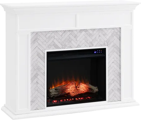 Tronewood IV White 50 in. Console With Touch Panel Electric Fireplace