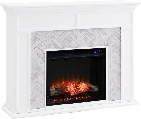 Tronewood IV White 50 in. Console With Touch Panel Electric Fireplace