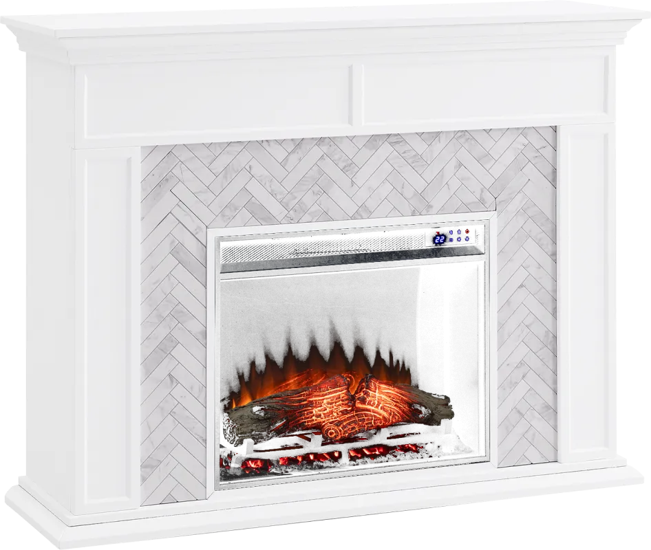 Tronewood IV White 50 in. Console With Touch Panel Electric Fireplace