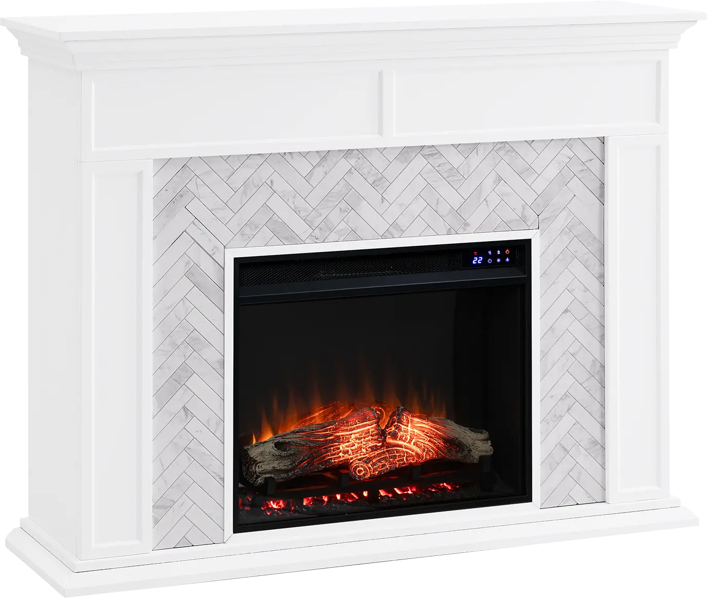Tronewood IV White 50 in. Console With Touch Panel Electric Fireplace
