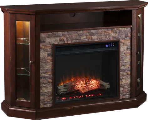 Wakerobin IV Espresso 52 in. Console With Touch Panel Electric Fireplace