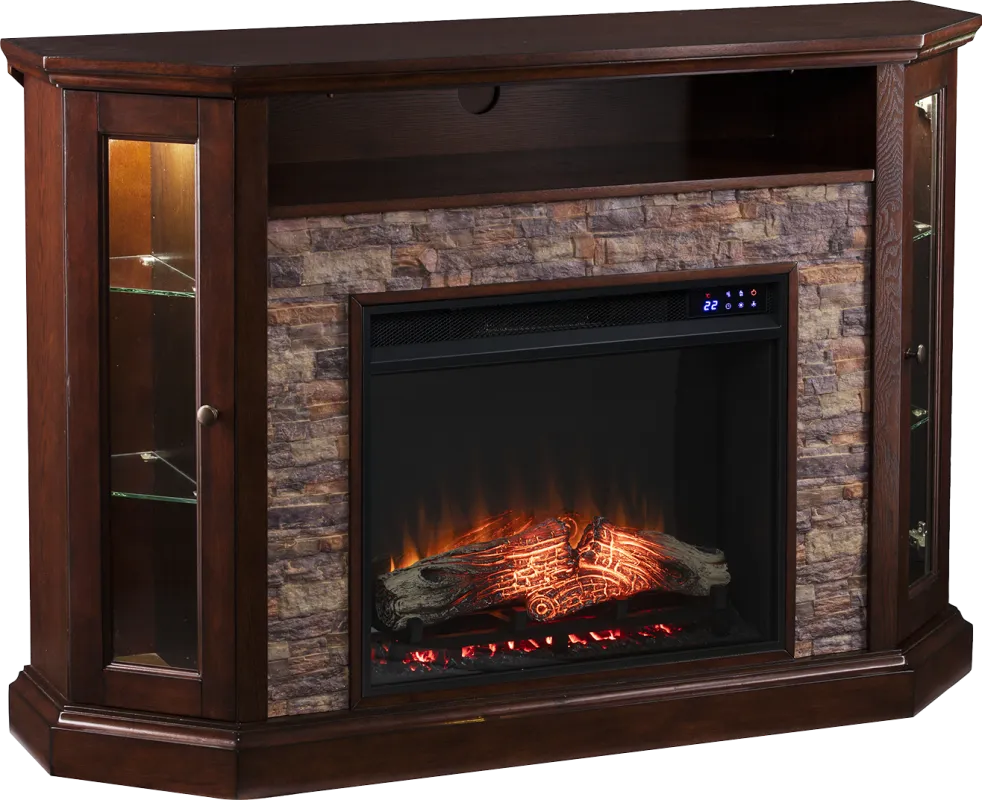 Wakerobin IV Espresso 52 in. Console With Touch Panel Electric Fireplace