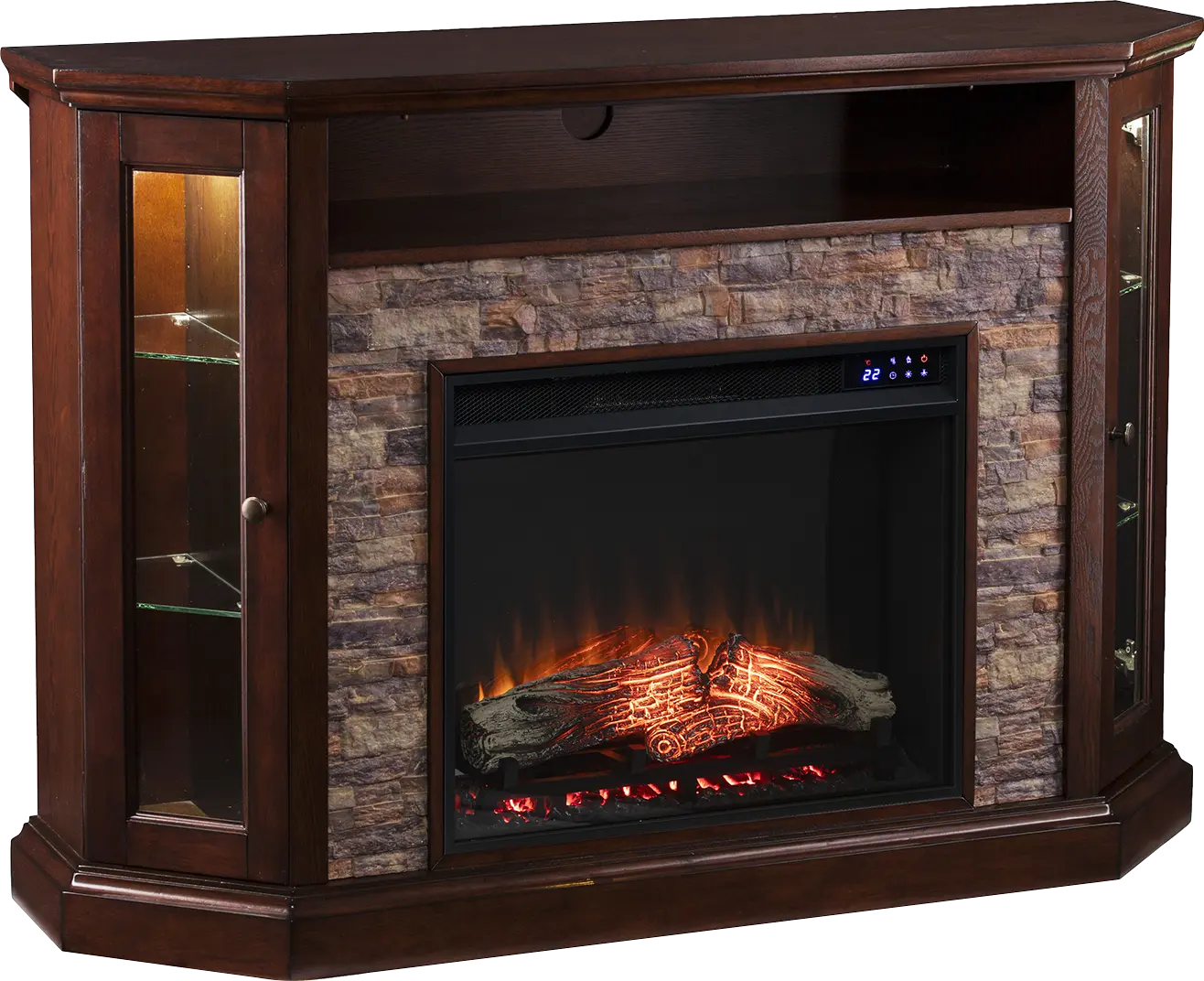 Wakerobin IV Espresso 52 in. Console With Touch Panel Electric Fireplace