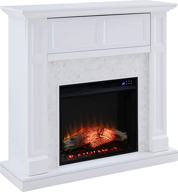 Novatak IV White 45 in. Console With Touch Panel Electric Fireplace