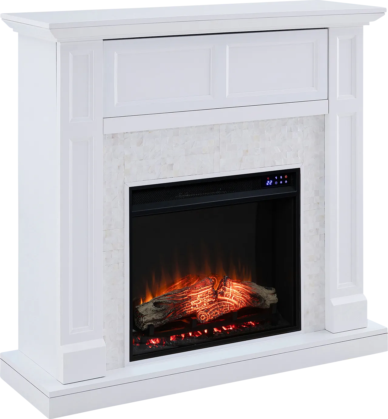 Novatak IV White 45 in. Console With Touch Panel Electric Fireplace - Image 1
