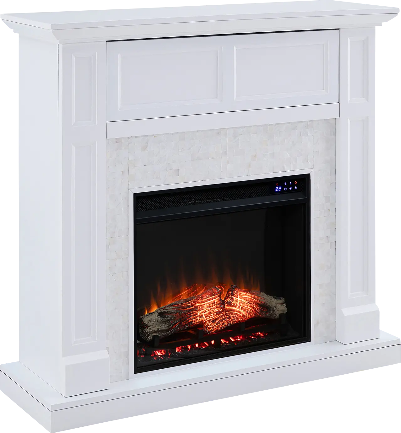Novatak IV White 45 in. Console With Touch Panel Electric Fireplace