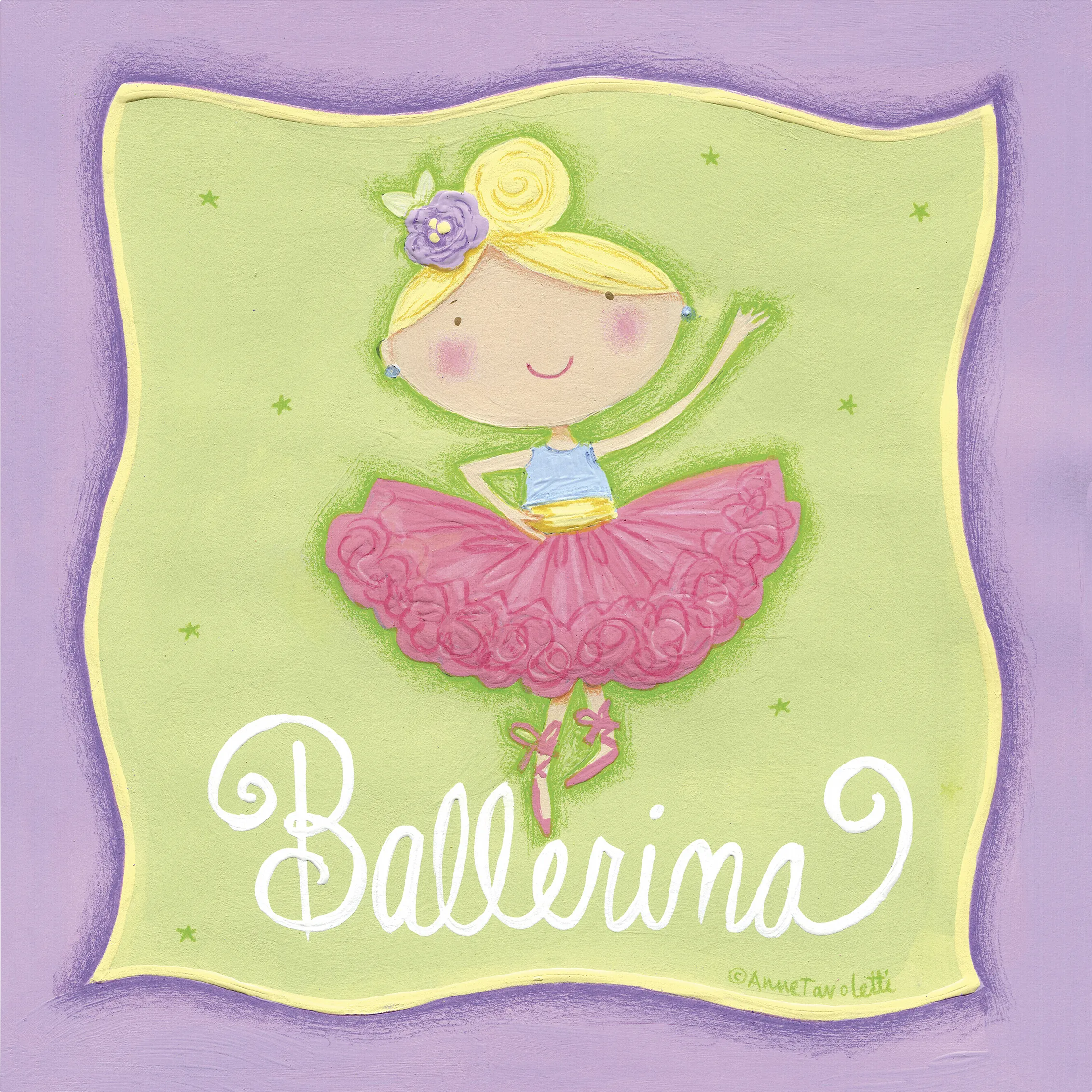 Kids Young Ballerina Green Artwork - Thumbnail - Image 1