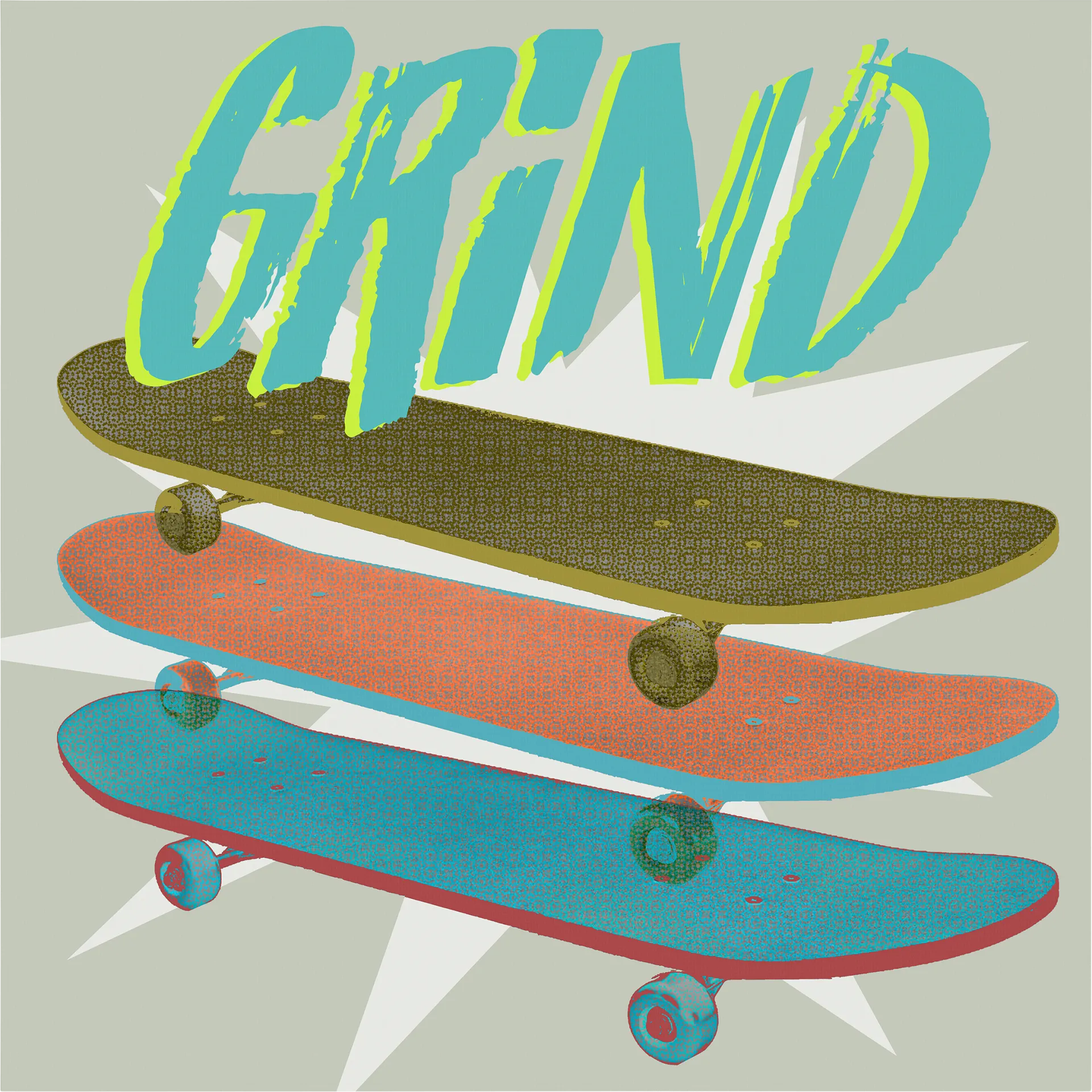 Kids Skateboard Grind Gray Artwork - Image 1