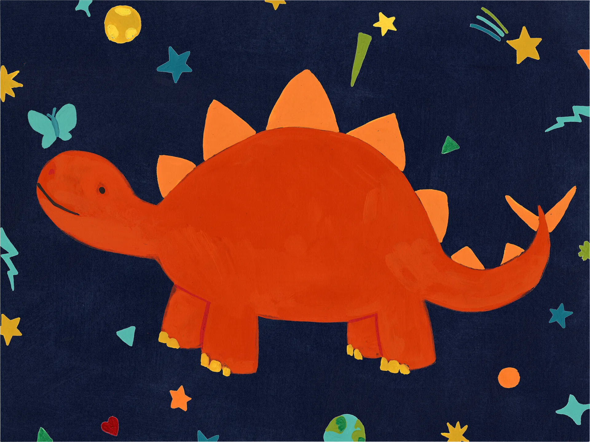 Kids Space Dinos IV Red Artwork - Image 1