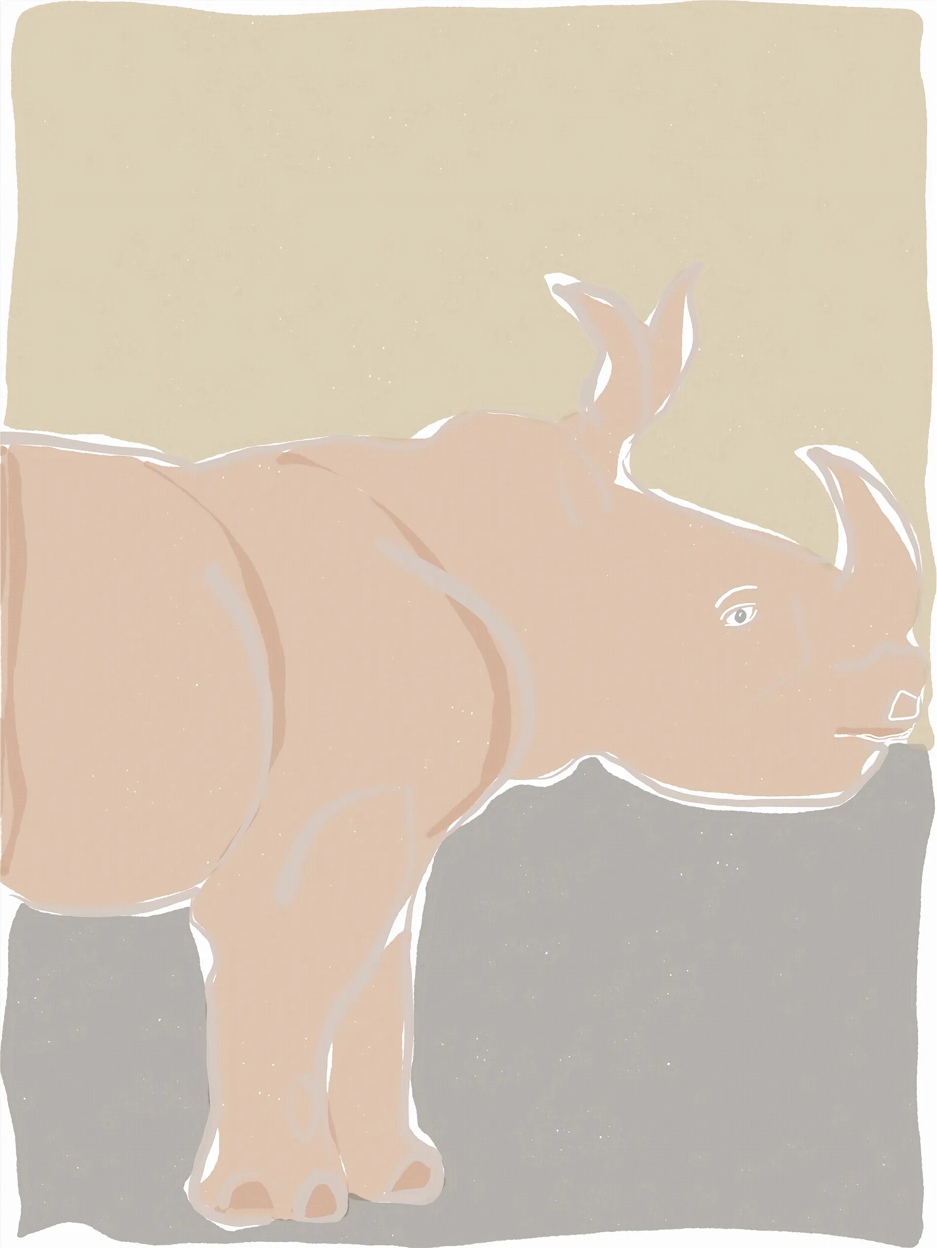 Kids Pastel Rhino Beige Artwork - Image 1