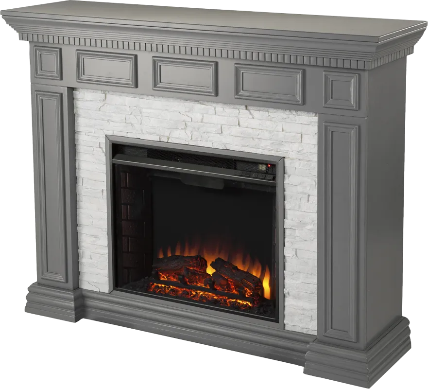 Runnelwood II Gray 50 in. Console With Electric Log Fireplace