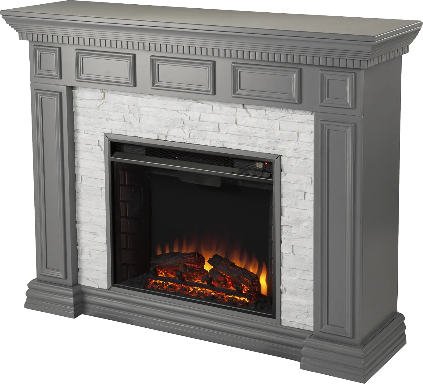 Runnelwood II Gray 50 in. Console With Electric Log Fireplace