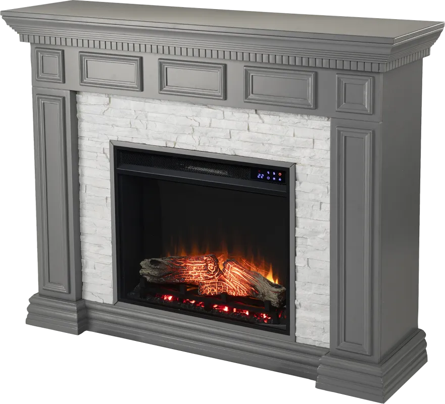 Runnelwood IV Gray 50 in. Console With Touch Panel Electric Fireplace