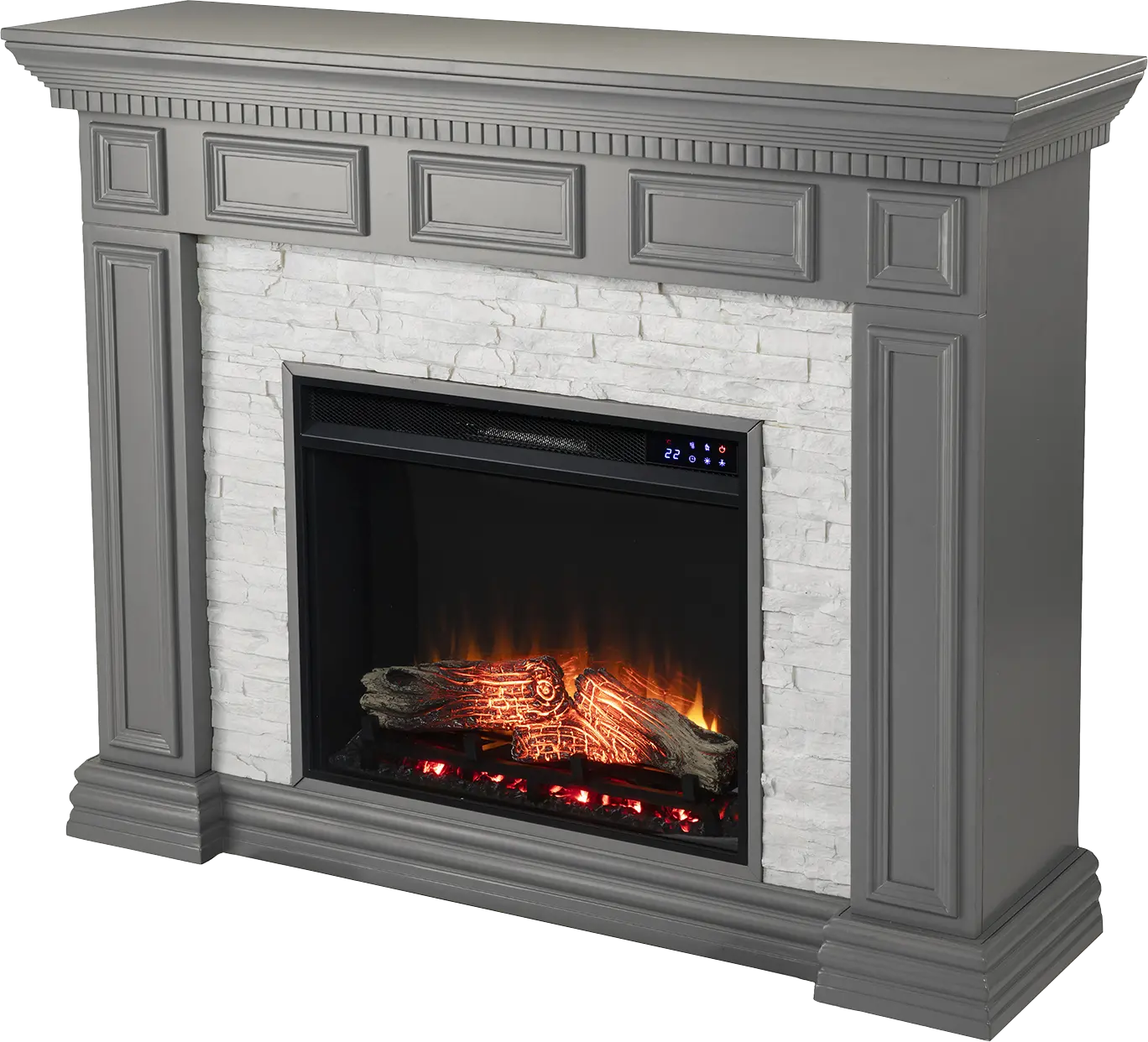 Runnelwood IV Gray 50 in. Console With Touch Panel Electric Fireplace