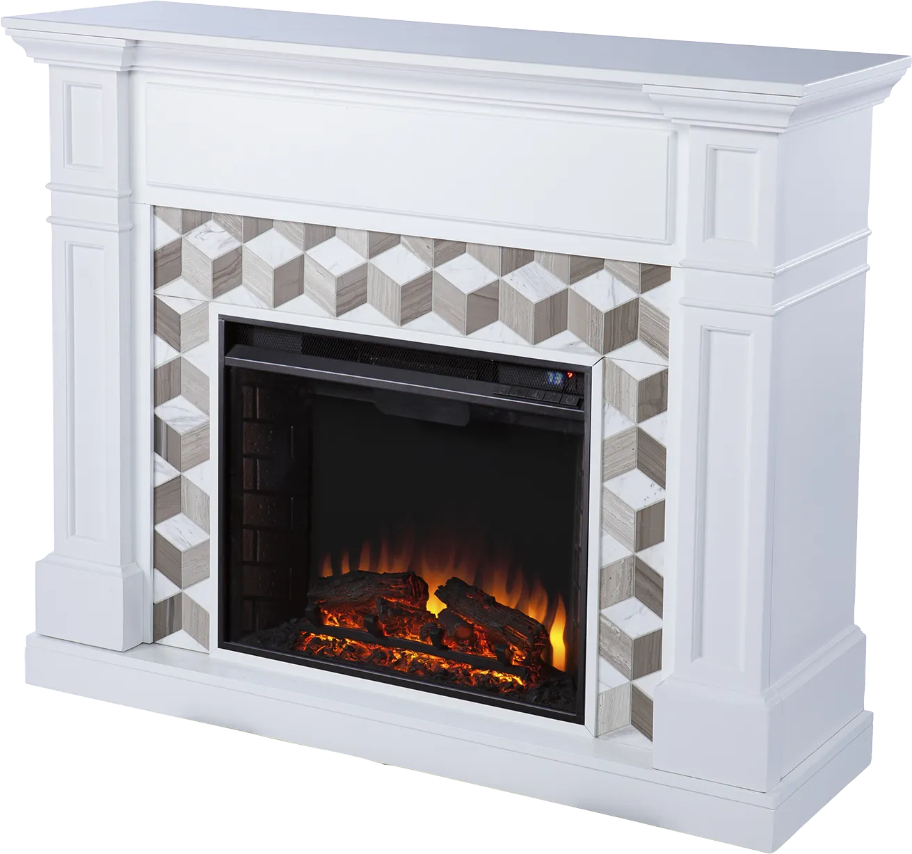 Talmadge II White 48 in. Console With Electric Log Fireplace - Thumbnail - Image 1