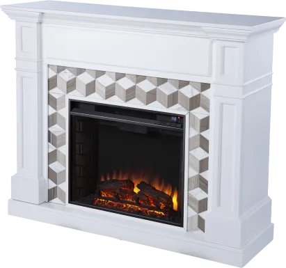 Talmadge II White 48 in. Console With Electric Log Fireplace