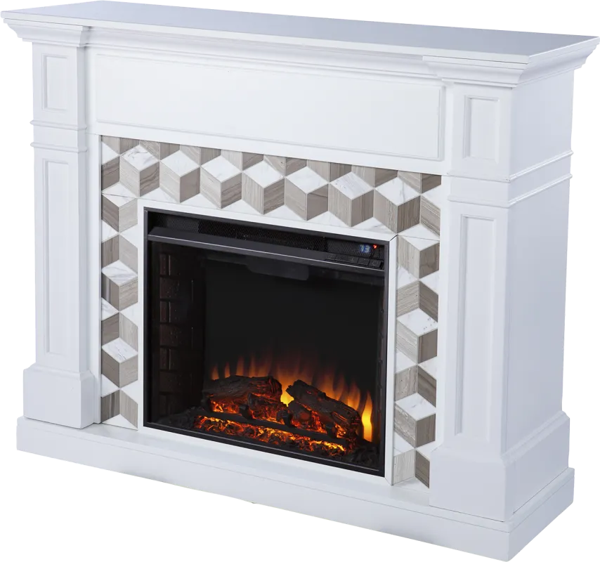 Talmadge II White 48 in. Console With Electric Log Fireplace