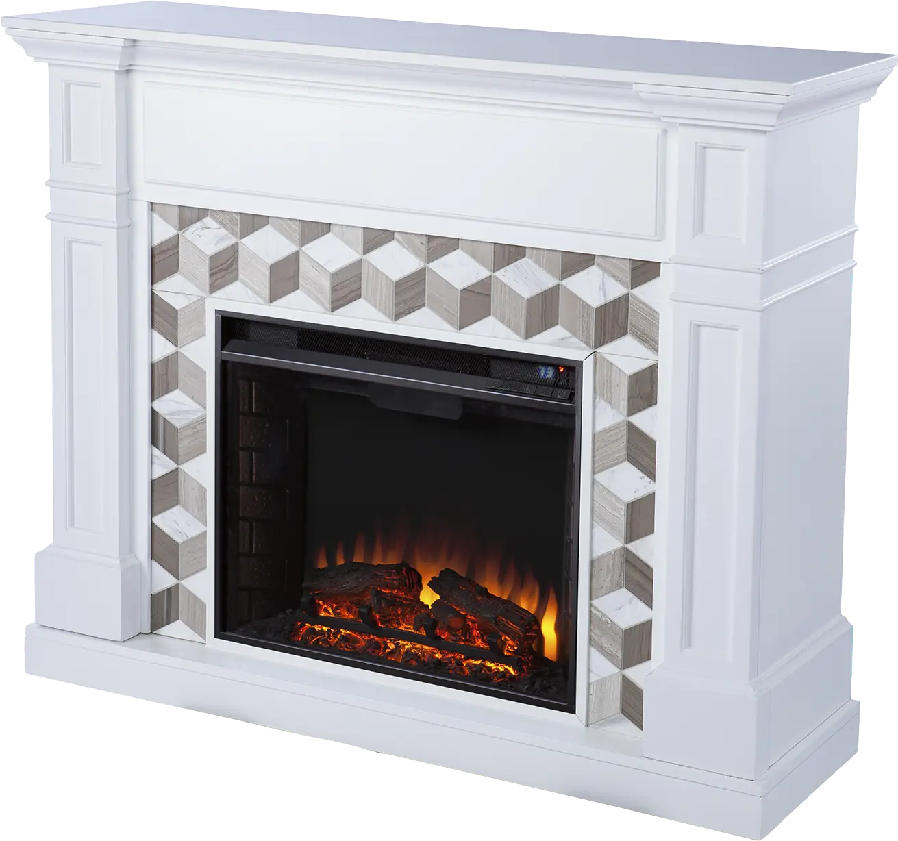 Talmadge II White 48 in. Console With Electric Log Fireplace