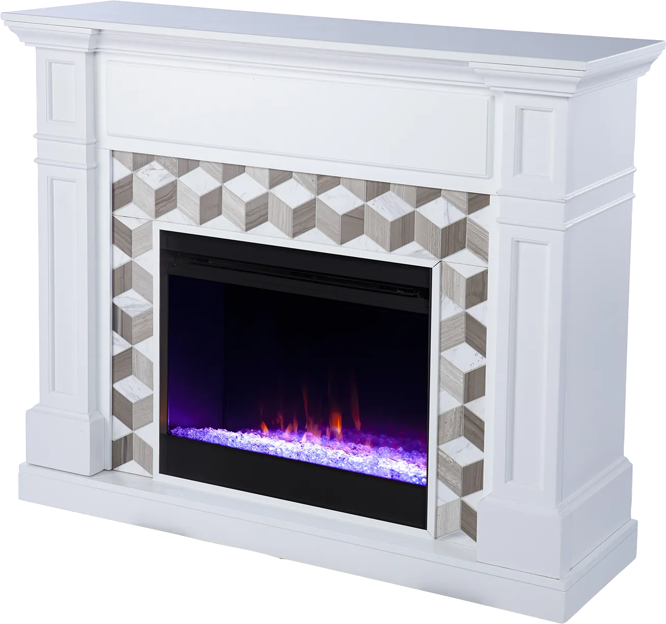 Talmadge I White 48 in. Console, With Color Changing Electric Fireplace
