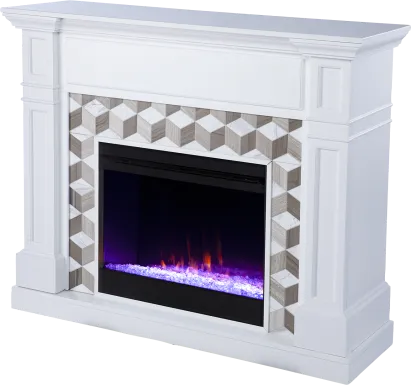 Talmadge I White 48 in. Console, With Color Changing Electric Fireplace