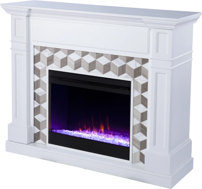 Talmadge I White 48 in. Console, With Color Changing Electric Fireplace