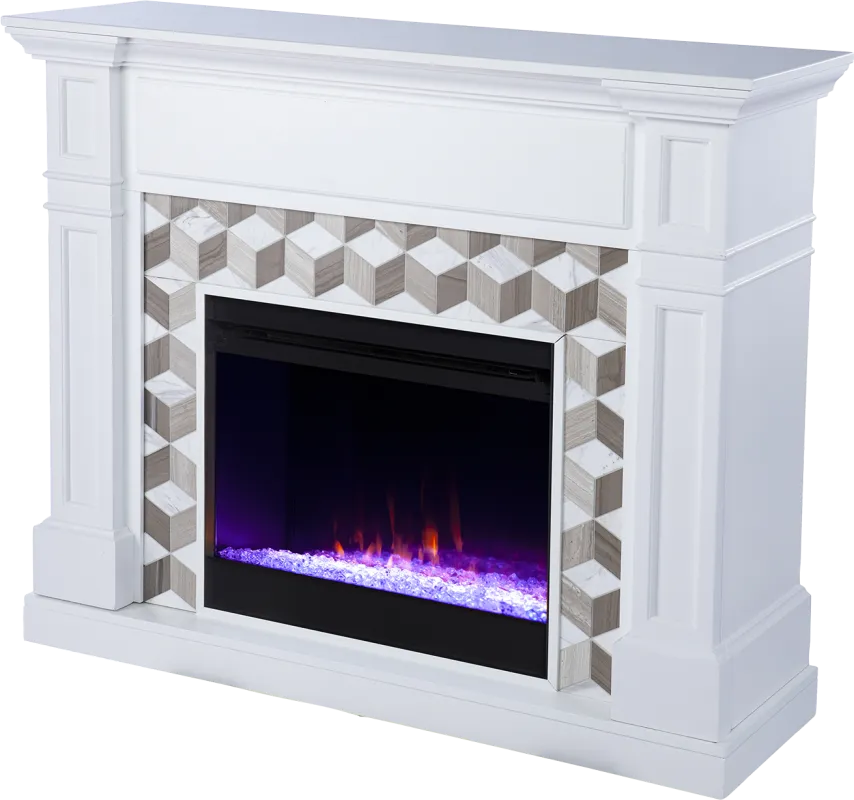 Talmadge I White 48 in. Console, With Color Changing Electric Fireplace