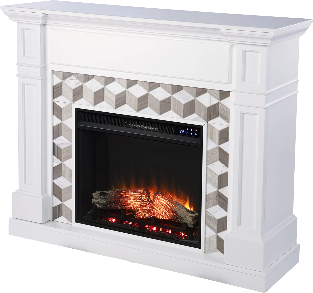 Talmadge IV White 48 in. Console With Touch Panel Electric Fireplace - Thumbnail - Image 1