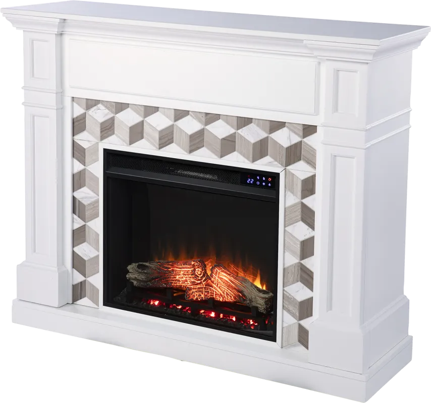 Talmadge IV White 48 in. Console With Touch Panel Electric Fireplace