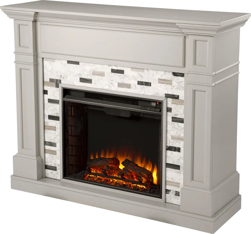 Stembridge II Gray 48 in. Console With Electric Log Fireplace