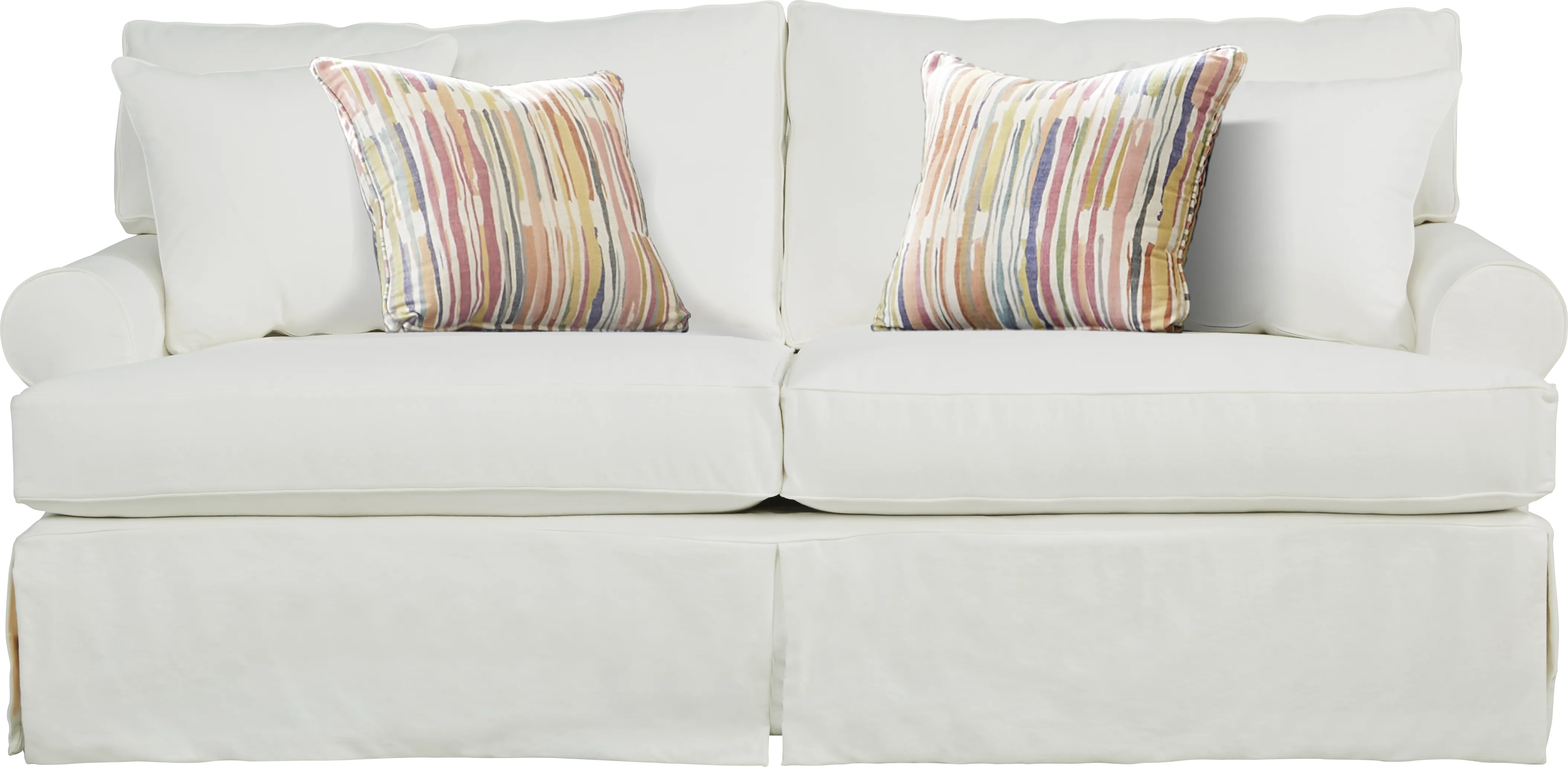 Beachside Walk White Denim Slipcover 7 Pc Living Room with Gel Foam Sleeper Sofa - Thumbnail - Image 2