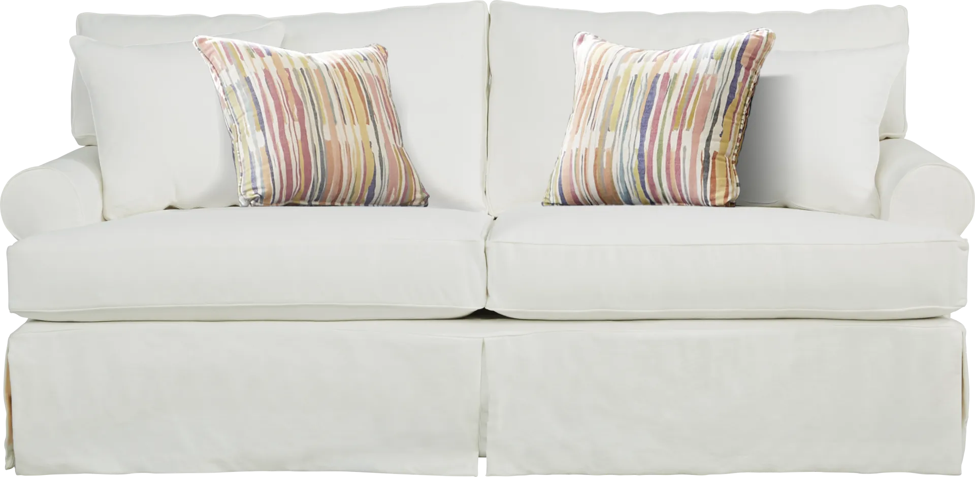 Beachside Walk White Denim Slipcover 7 Pc Living Room with Gel Foam Sleeper Sofa - Image 2